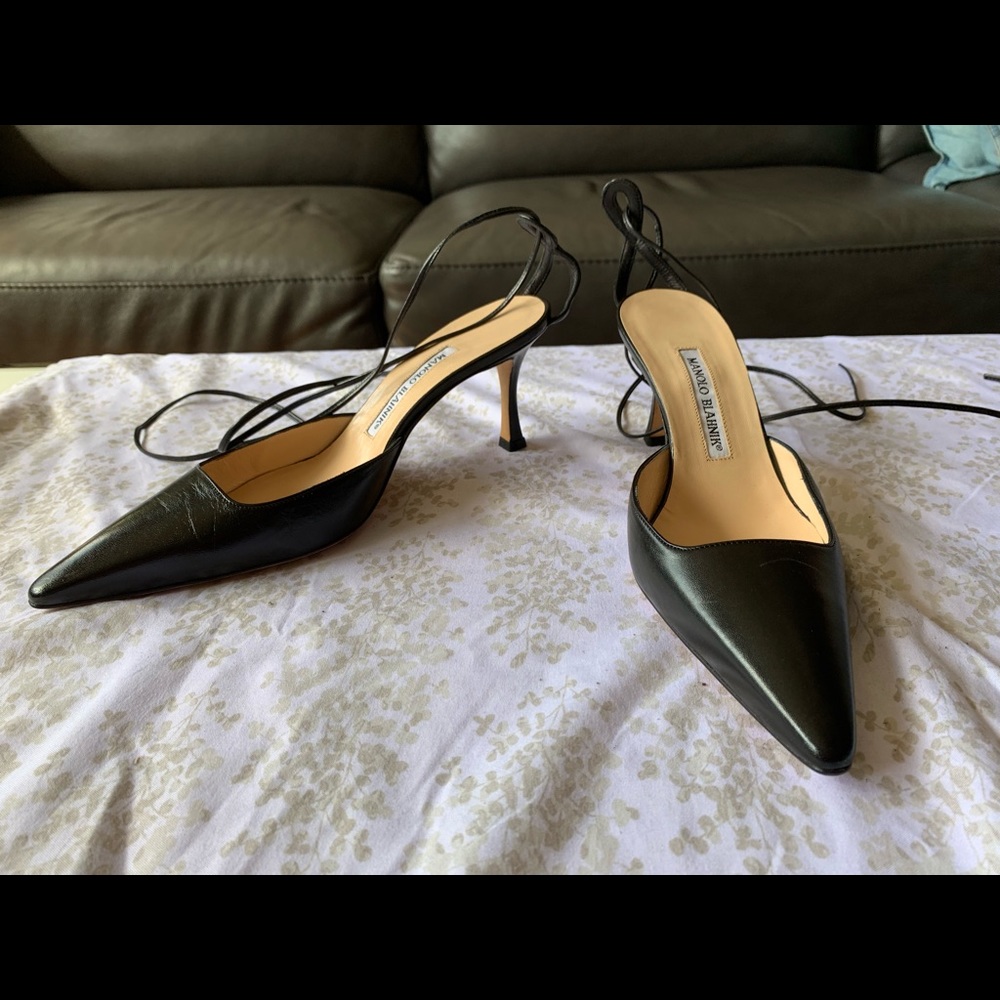 Manolo Blahnik Black Leather Heels
